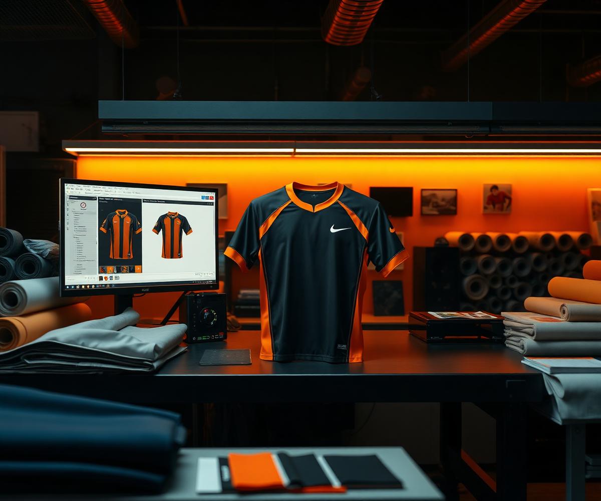 Jersey customization workstation with sublimation printing setup